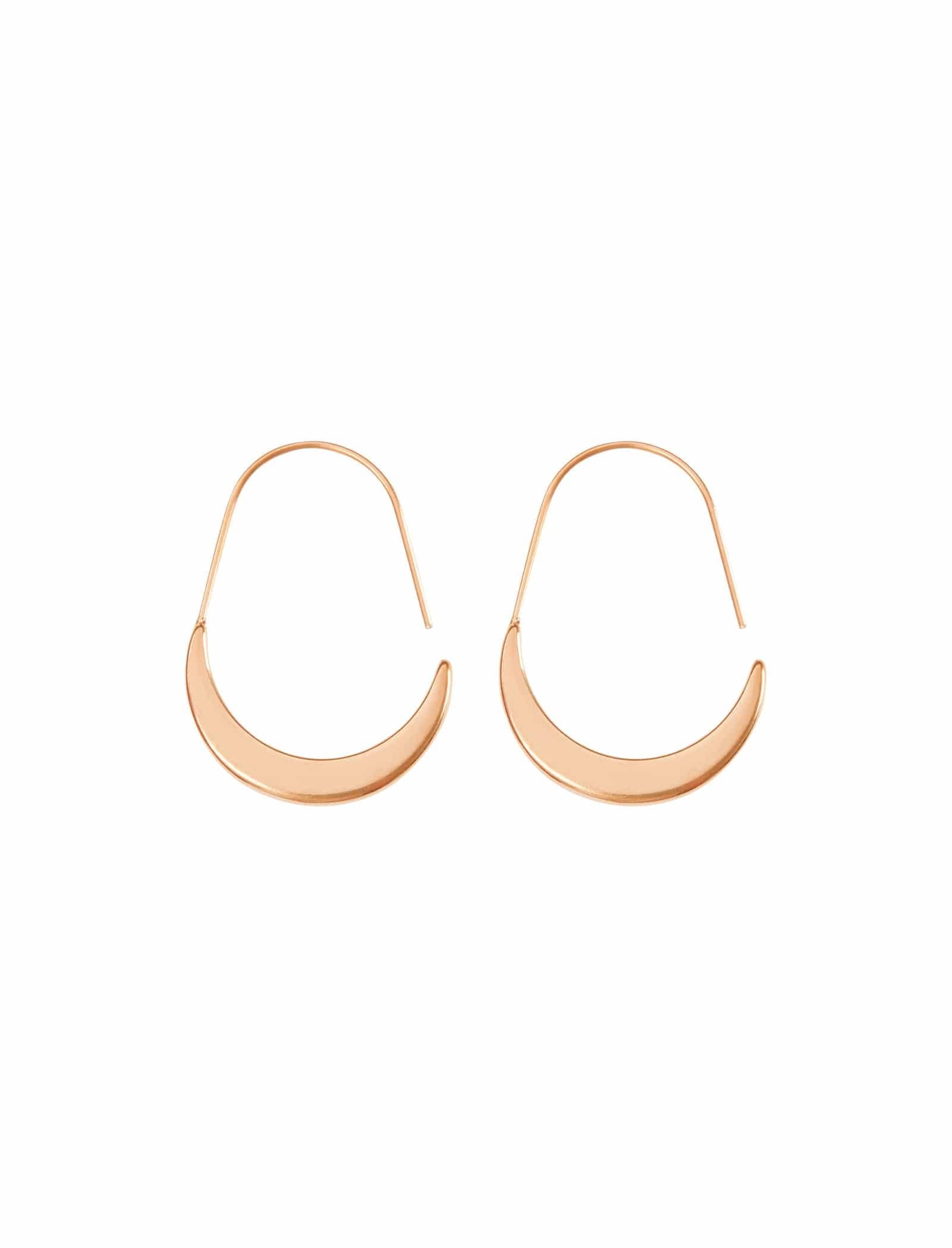 Leandra Earrings - Silver-Plated Hoops with Crescent Feature | Pastiche