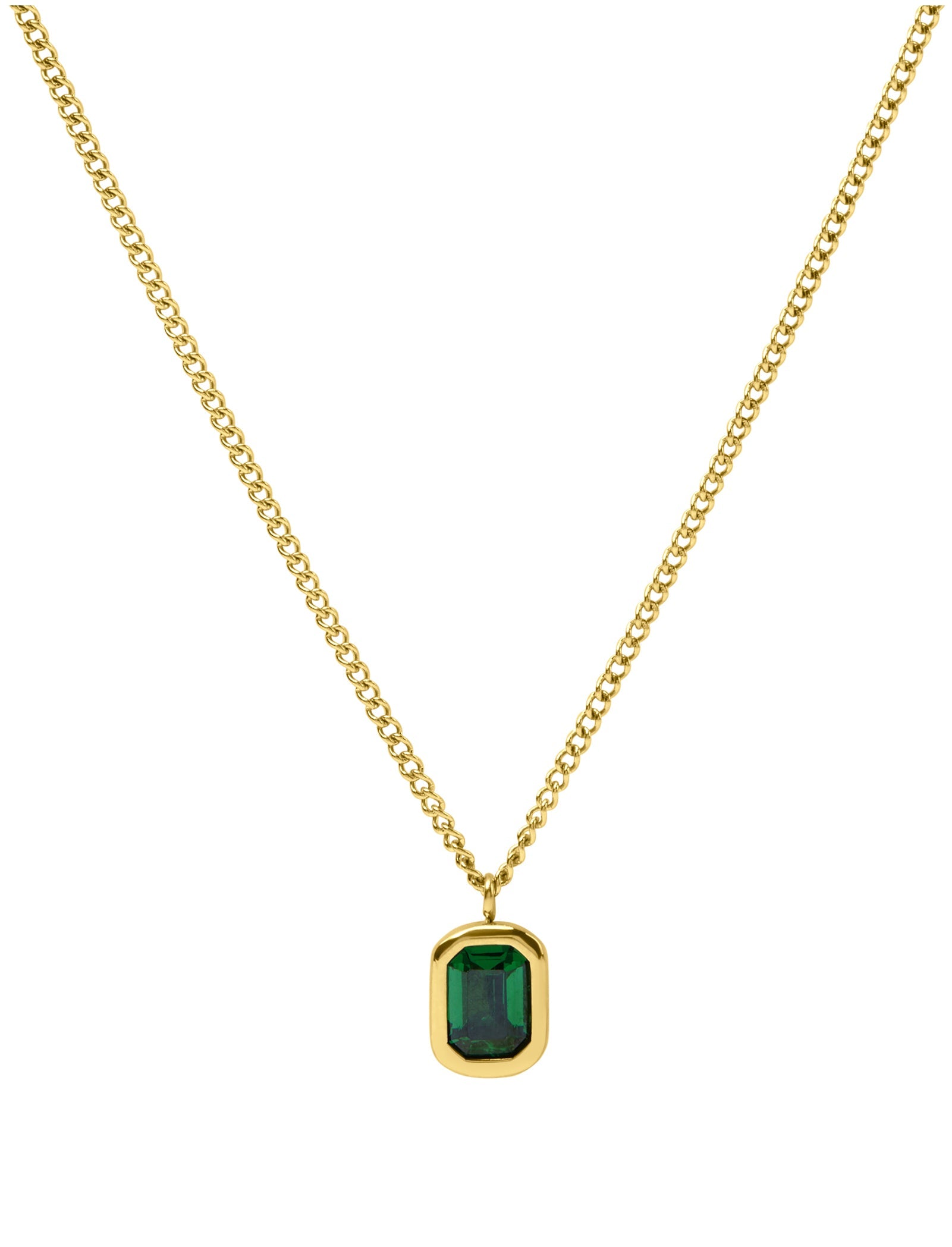 Ana Necklace Striking Green Gem Pendant and Gold Plated Chain Pastiche